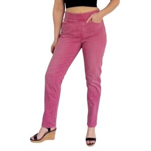 Soft Surroundings pink high rise cotton stretch pull on skinny jeans size small